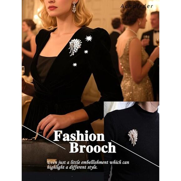 9 Pack Gold Crystal Rhinestone Flower Brooch Pin Set Bouquets Embellishment - Picture 3 of 6